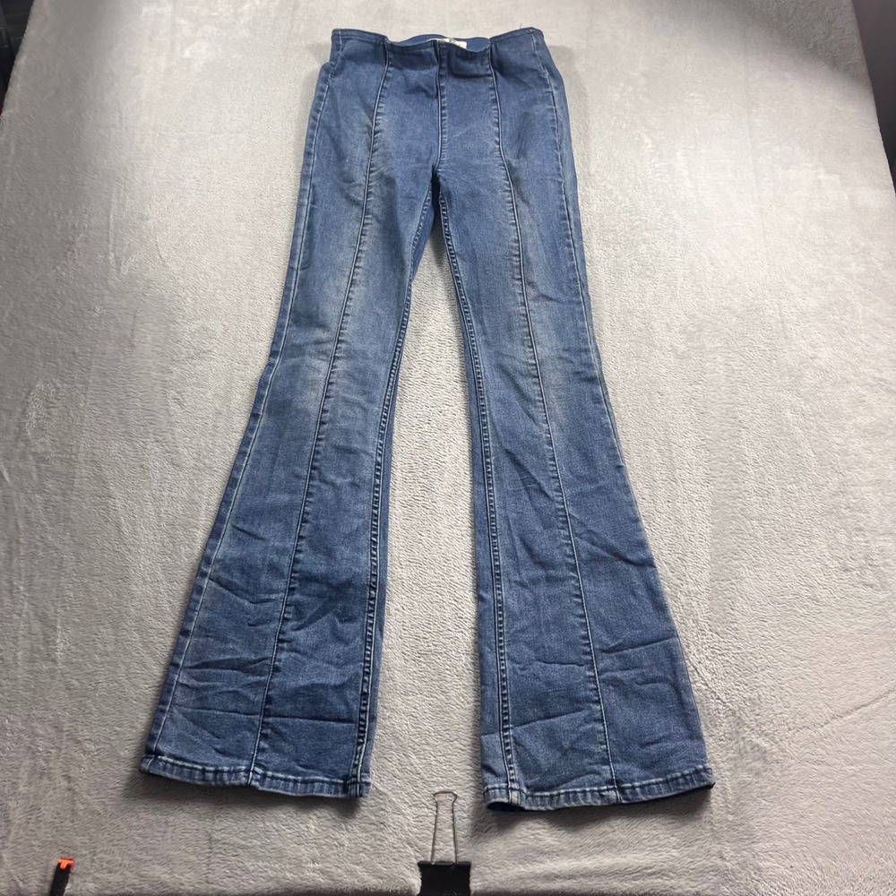 We The Free People High Rise Flare Jeans Medium Wash Seamed Size 25 Regular